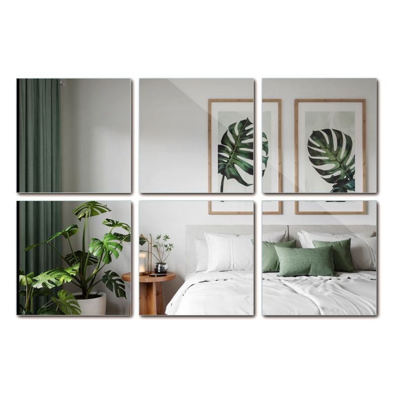 Płytki Lustrzane ArtPrintCave 20x20 cm Kafelki Samoprzylepne na Ścianę Zestaw Glamour 6 szt.