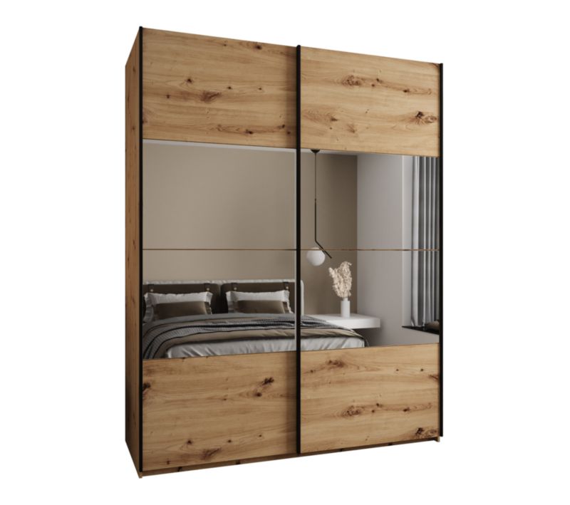 Szafa przesuwna Abiks LUX 4 wysoka szer.200cm artisan/artisan/czarny 1szt.