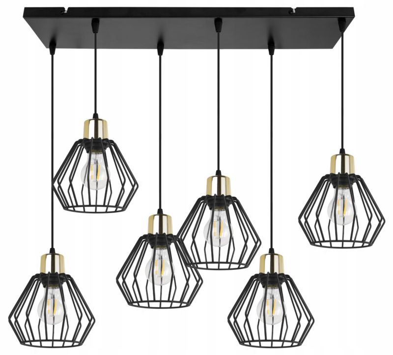 Lampa sufitowa wisząca Light Home LH Nuvola 6x E27 60W czarny/złoty 1szt.