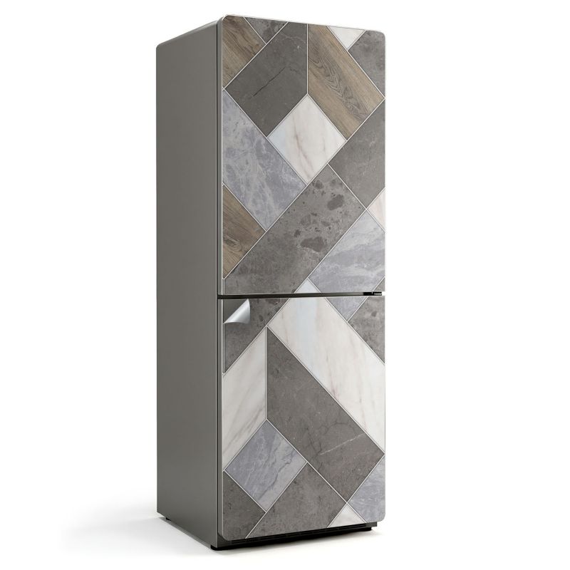 Ozdobna naklejka na lodówkę Wallfluent 70x190 cm Wzór geometryczny z płytkami 1 szt.