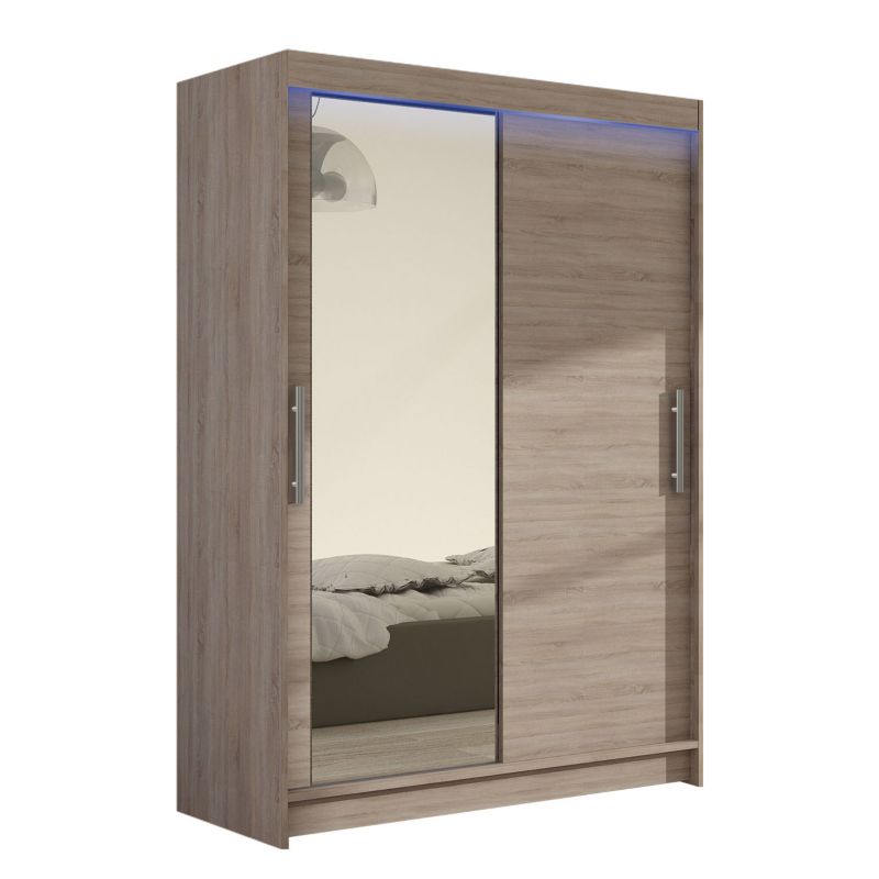 Szafa MIRJAN 24 z drzwiami przesuwnymi Miami VI z oświetleniem RGB trufel/lustro 1 szt.