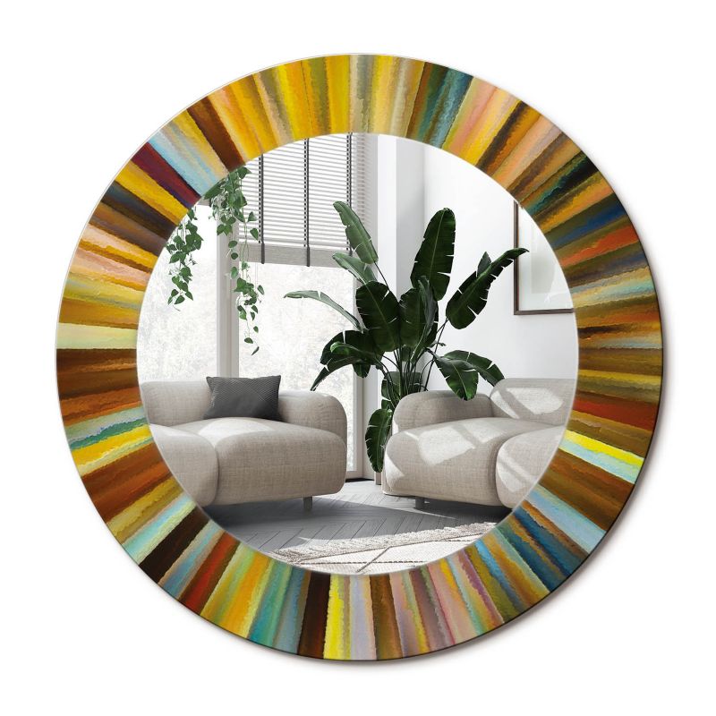 Lustro Okrągłe Tulup Kolorowe Promienie 50 cm Dekoracyjne Na Podkładzie 1 szt.