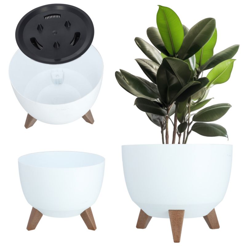 Doniczka KADAX Donica Na Kwiaty 29cm Osłonka + Wkład Nóżki Kwietnik Biała 1 szt.