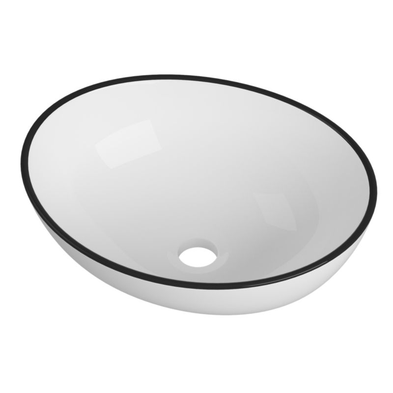 Umywalka Nablatowa Owalna Granitan Dora Ceramiczna Biała Łazienkowa 1szt.