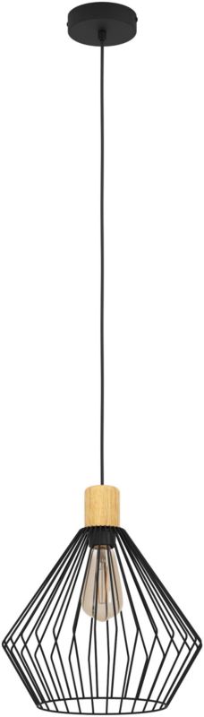 Lampa wisząca Palmorla 1 x E27 czarno-drewniana