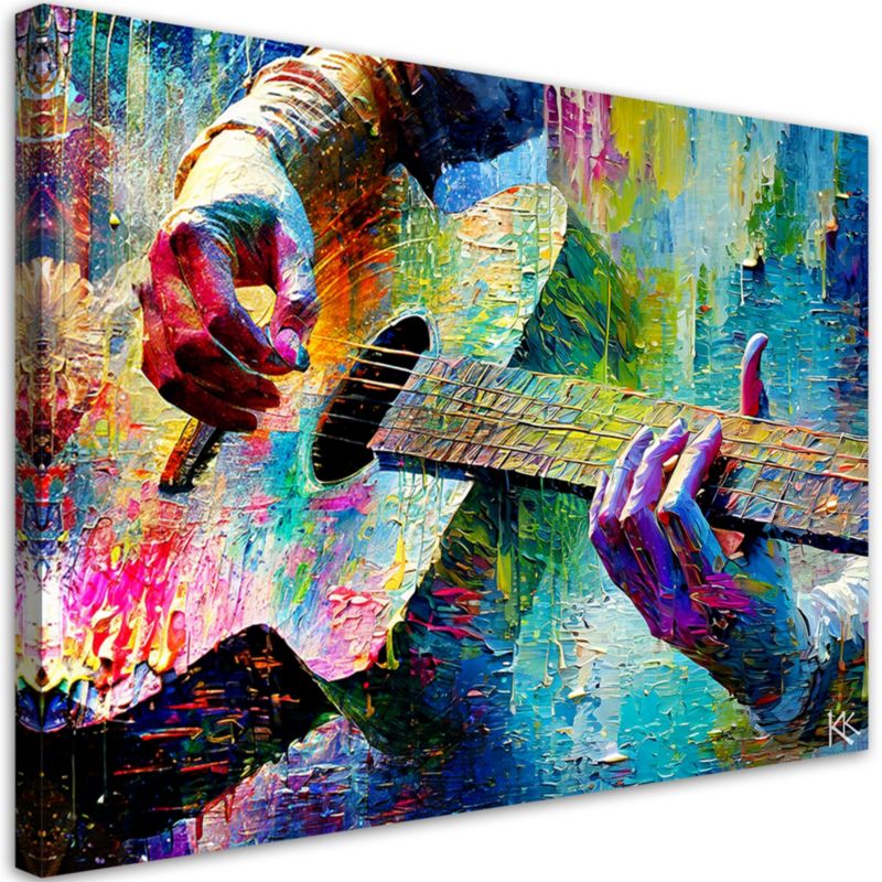 Obraz do sypialni salonu Feeby Gitara Muzyka Kolorowy 100x70 cm 1szt