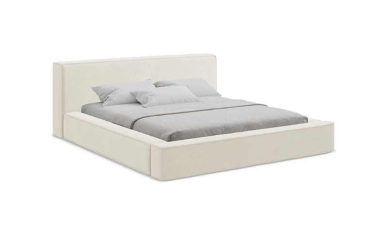 Tapicerowane łóżko z pojemnikiem LaMiaSofa Noho Tkanina fakturowana 140x200 Beżowy 1 szt.