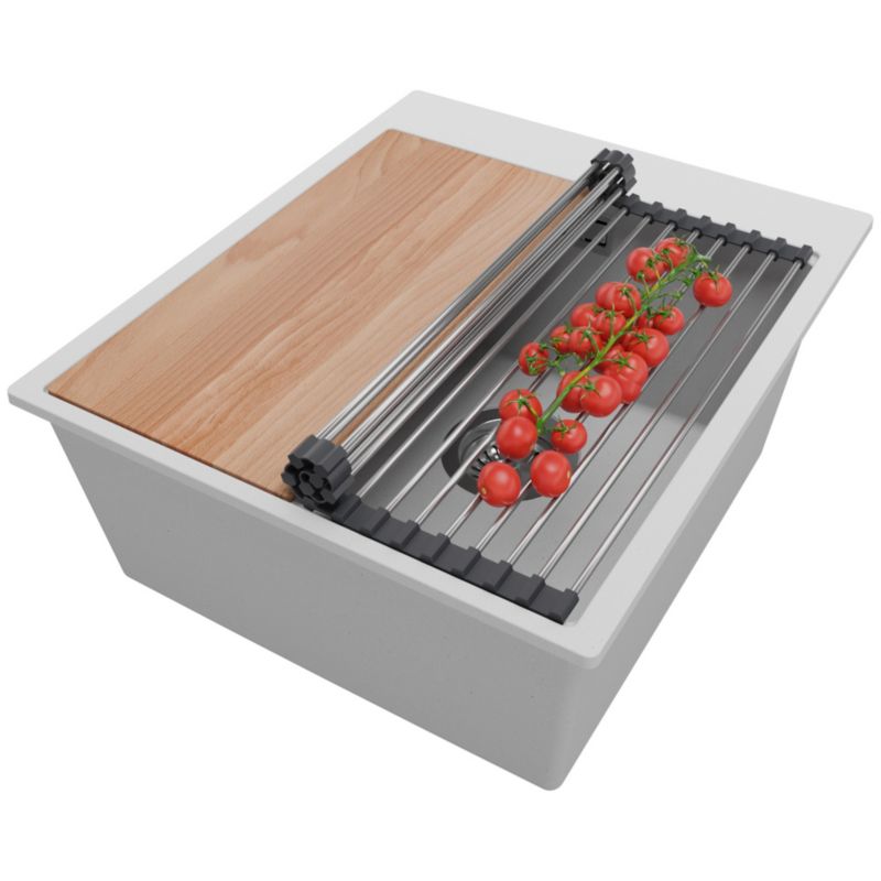 Zlewozmywak Oslo PRIMAGRAN Nablatowy 43x50cm do szafki od 45cm z Syfonem i Dodatkiem Szary 1 szt.