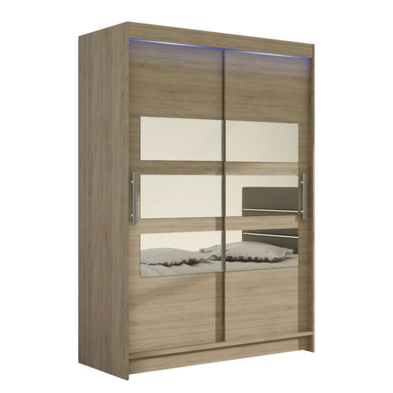 Szafa MIRJAN 24 z drzwiami przesuwnymi Miami V z oświetleniem RGB dąb sonoma/lustro 1 szt.