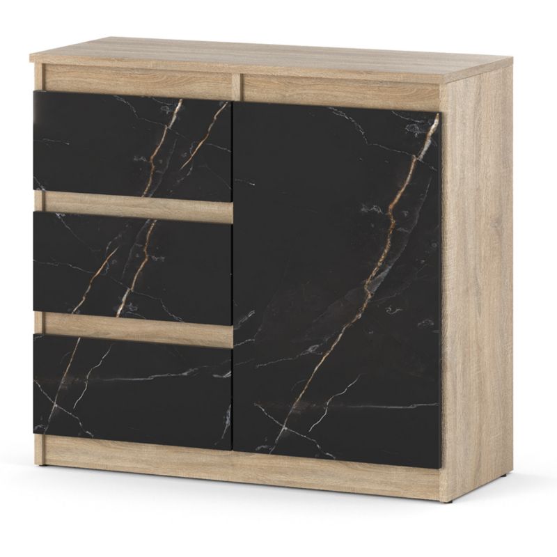 Komoda Hurtownia-Mebli Szuflady 3 Agnes 1D3SZ 80cm Dąb Sonoma San Sebastian 80x35x75 cm 1szt.