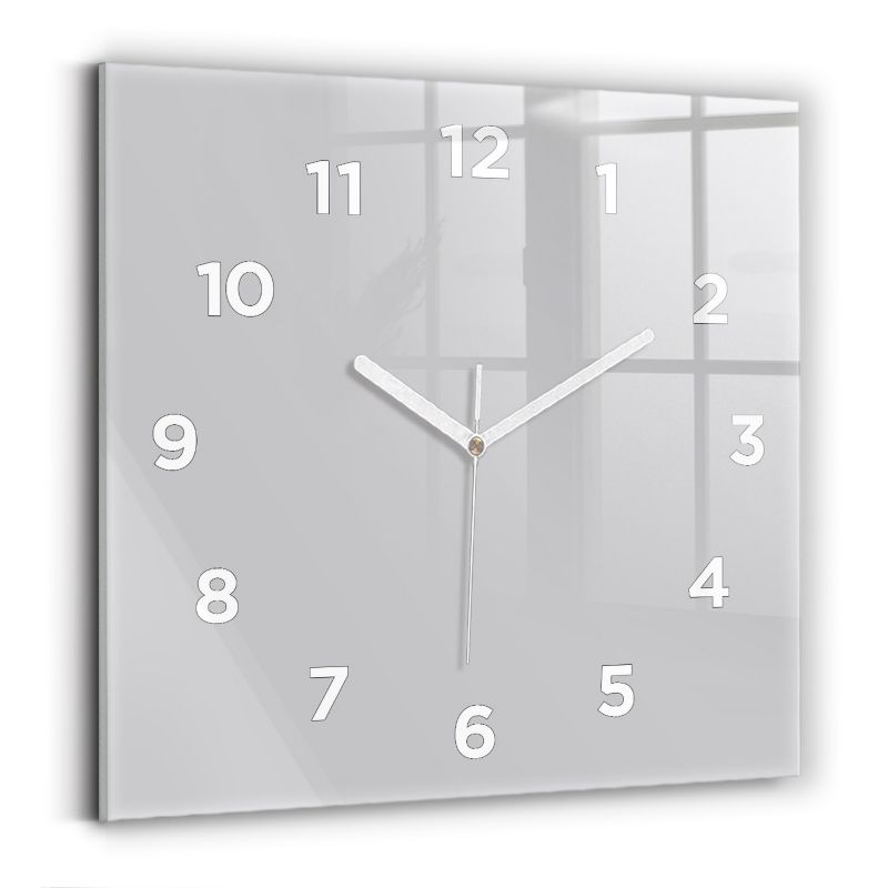 Zegar z białymi wskazówkami Wallfluent 30x30 cm Jasny Szary Szklany 1 szt.