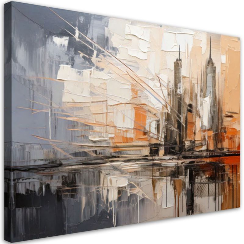 Obraz nowoczesny do salonu Feeby Miasto abstrakcja szaro beżowy 120x80cm 1szt