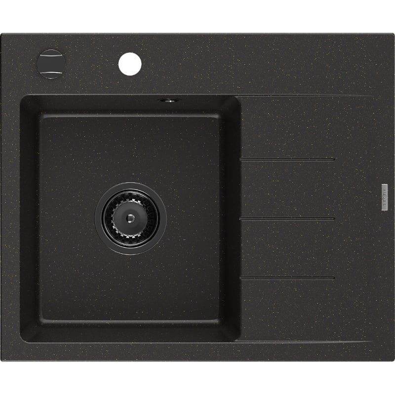 Zlewozmywak wpuszczany Mexen Ben 1-komorowy czarny/złoty metalik 600x500 mm 6522605000-75-B