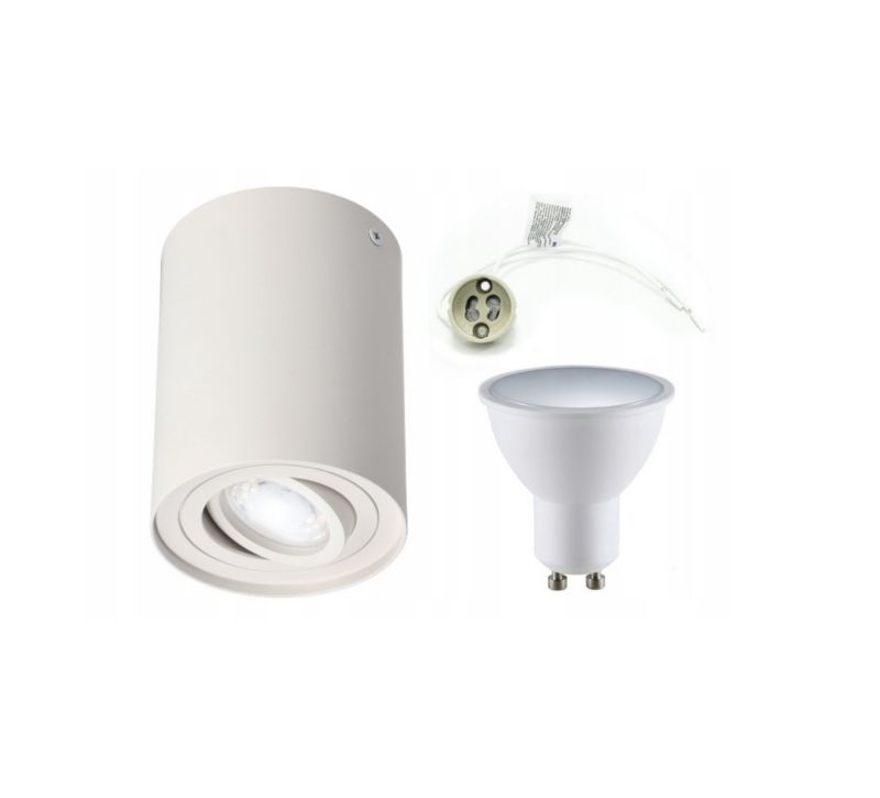 Punktowa oprawa EDO sufitowa Skand 1 White GU10 IP20 okrągła biała EDO777101 + żarówka LED 5,5W GU10 3000K + gniazdo GU10 kpl