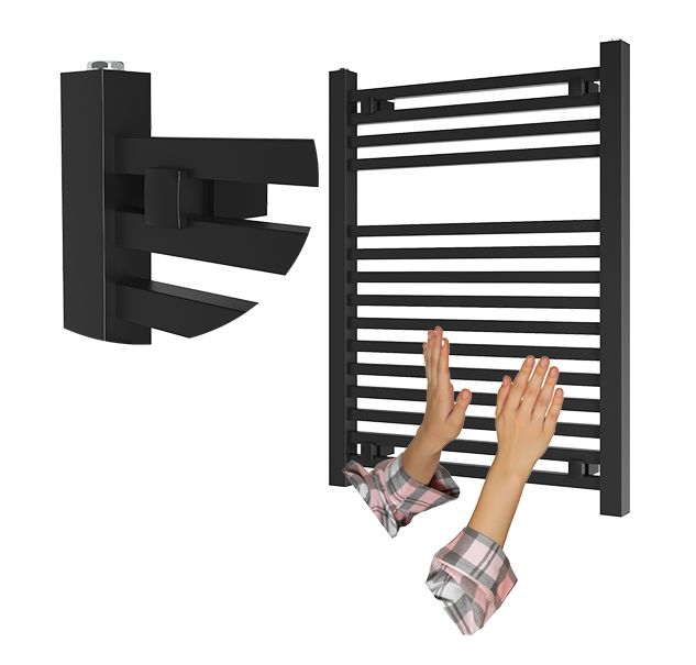 Grzejnik Łazienkowy Granitan Bergen 80/60cm Czarny Kaloryfer Drabinkowy 1kpl.