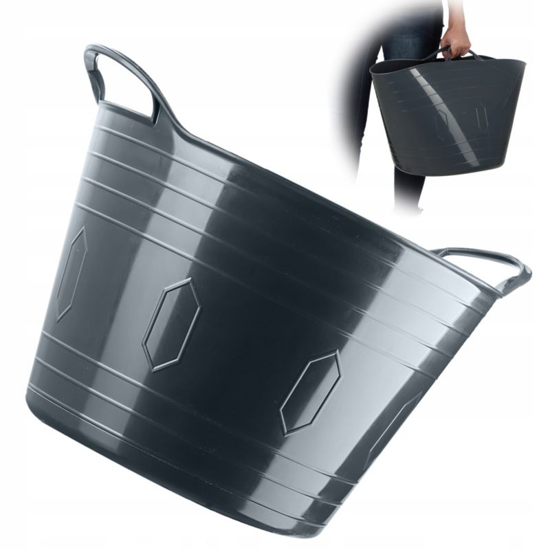 Kosz Na Pranie KADAX Elastyczny Pojemnik Uniwersalny Miednica 42L Szary 1szt.