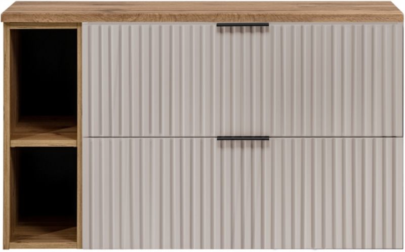 Szafka łazienkowa Furnidea 100 cm wisząca z blatem dąb Wotan kaszmir Flow 1 szt.