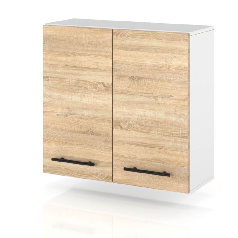 Szafka Kuchenna Hurtownia-Mebli Wisząca W80 sPremium 80cm Biały Mat Dąb Sonoma 80x32x72 cm 1szt.