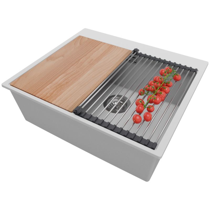 Zlewozmywak Oslo PRIMAGRAN Nablatowy 58x50cm do szafki od 60cm z Syfonem i Dodatkiem Szary 1 szt.