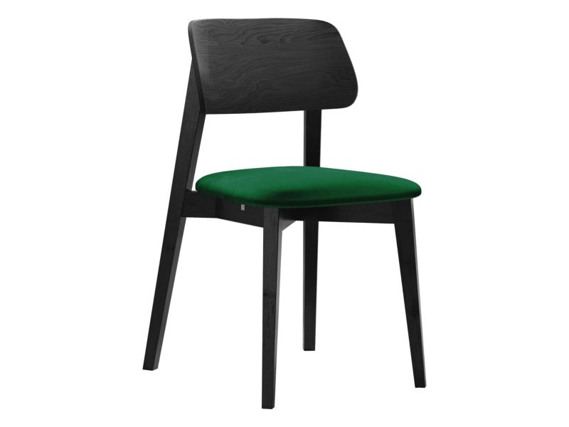 Krzesło MIRJAN 24 tapicerowane KT63 czarny/aksamit butelkowa zieleń 1 szt.