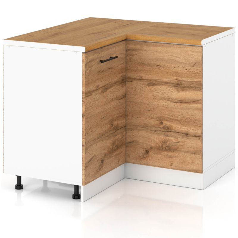 Szafka Kuchenna Hurtownia-Mebli Stojąca Narożna DN90X90 sPremium 90cm Biały Mat Dąb Wotan 90x52x85 cm 1szt.