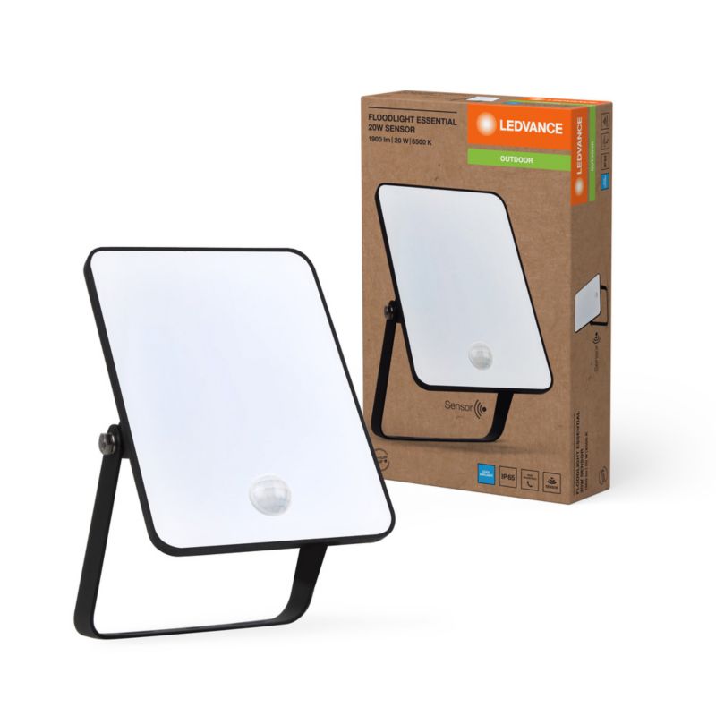 Naświetlacz LED Ledvance Reflektor Zewnętrzny Lampa 20W 1800lm 6500K IP65 Czarny z Czujnikiem Ruchu i Zmierzchu 1 szt.