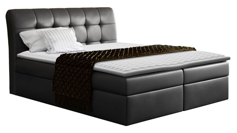 Łóżko kontynentalne MIRJAN 24 Diego 180x200 czarna ekoskóra 1 szt.