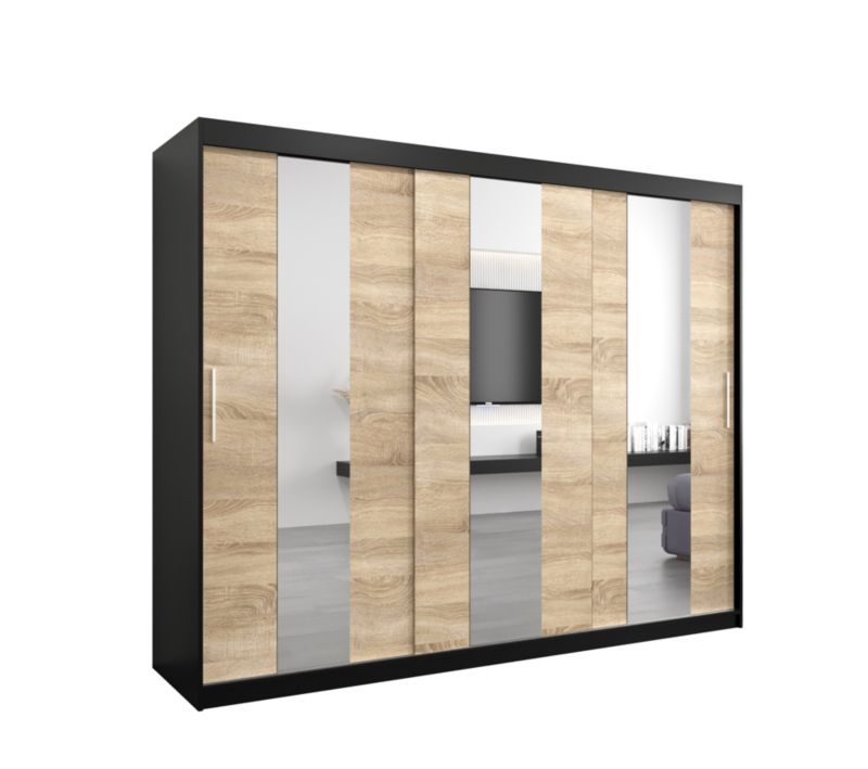 Szafa przesuwna Garderoba Abiks POLE 250 czarny/sonoma 1 szt.