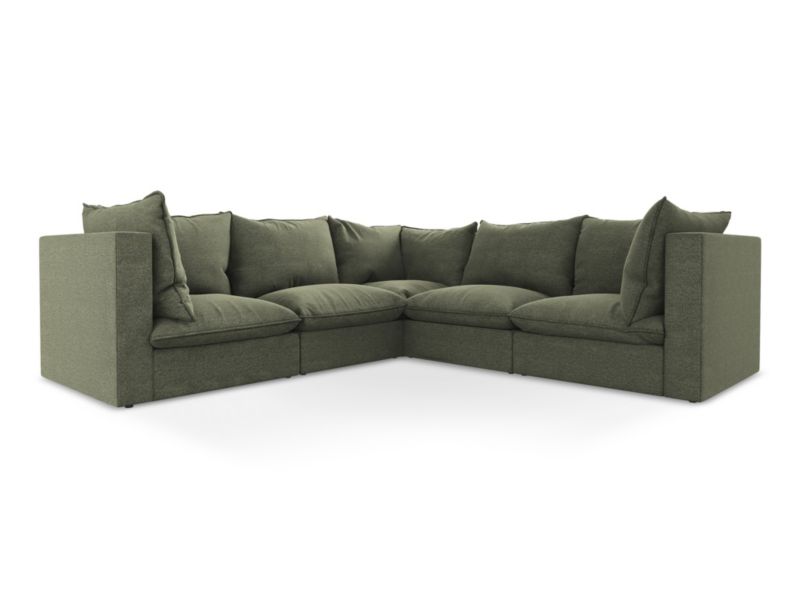 Modułowy narożnik LaMiaSofa RAVENNA z tkaniny bouclé 255x255 cm oliwkowy 1 szt.