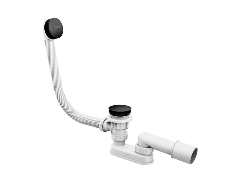 Syfon wannowy Ravak z przelewem 570 mm Click-Clack czarny mat 1 szt