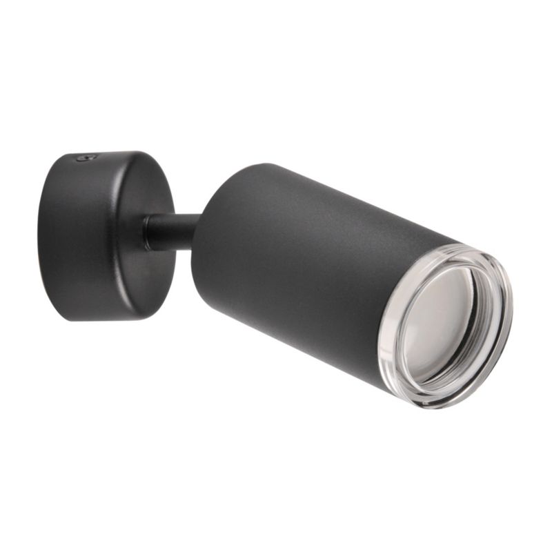 Kinkiet ścienny Polux Turyn czarno-przeźroczysty akryl 1 x GU10 x 10W IP44 wym: 10 x 6 cm - 1 szt.