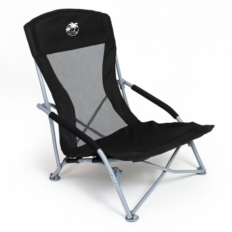 Krzesło turystyczne Be-active.pl rozkładane wędkarskie na kemping ryby czarne 1 szt.