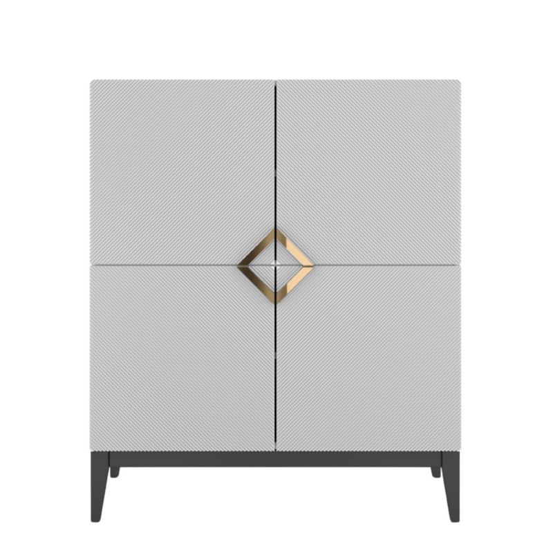 Drewniana komoda Visby DEMI high biała czarne nogi 1 szt.