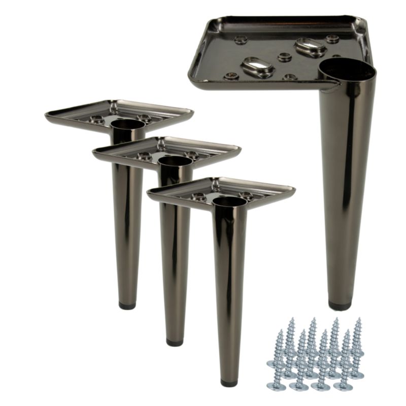 Nóżka meblowa B&B Szpilka czarny chrom wysokość 17 cm 4 szt