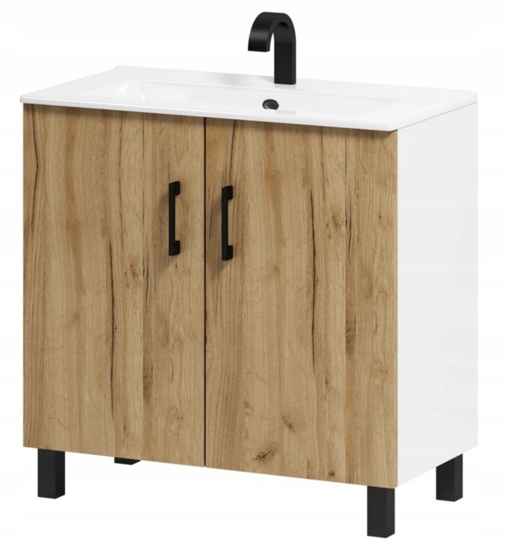 Szafka łazienkowa ADK Meble Viki 80 pod umywalkę dąb craft złoty/biały 1 szt.