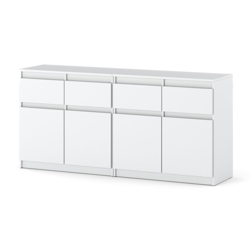 Komoda Hurtownia-Mebli Szuflady 4 Olia Mini 160cm Biały Mat Biały Mat 160x35x75 cm 1szt.