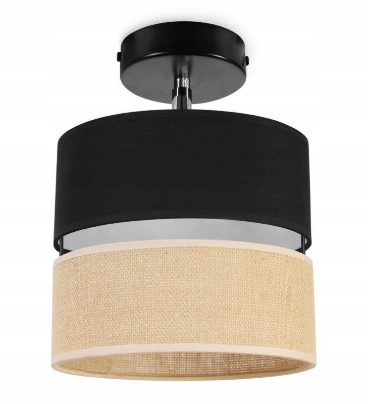 Lampa sufitowa kinkiet Light Home LH Juta 1x E27 60W abażur 20cm tkanina czarny 1szt.