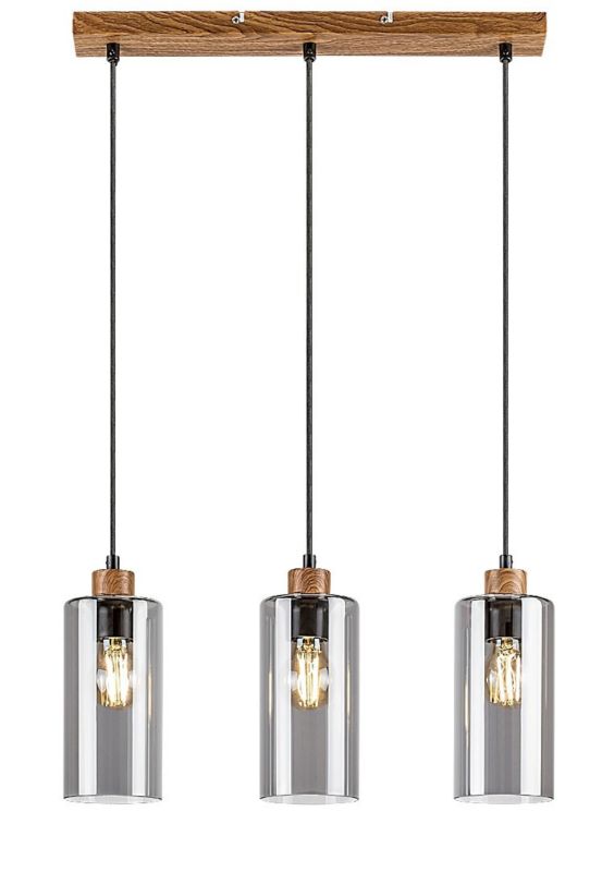 Lampa wisząca Rabalux Tanno dąb-kolor dymny wym: 150 x 48 x 10 cm 3xE27 x 1 szt.