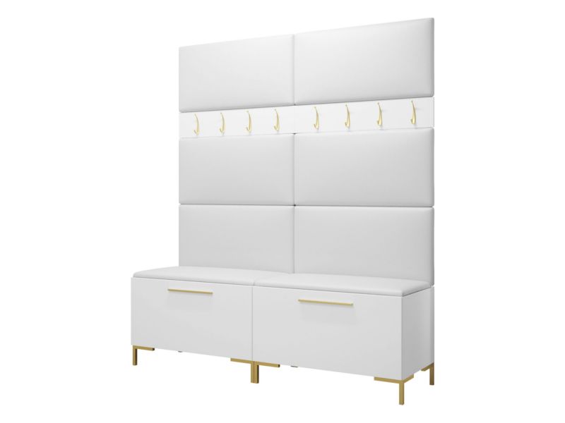 Garderoba MIRJAN 24 Zilion II biały + biała ekoskóra 1 kpl.