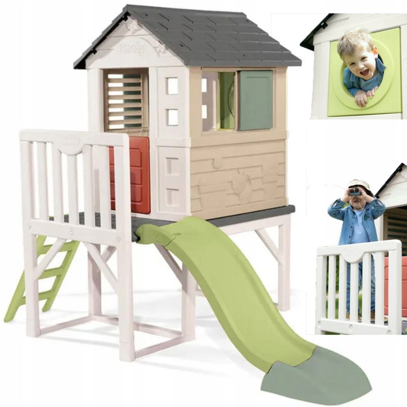 Domek Ogrodowy Smoby dla Dzieci Duży Plac Zabaw Zjeżdżalnia Drabinka 1 szt
