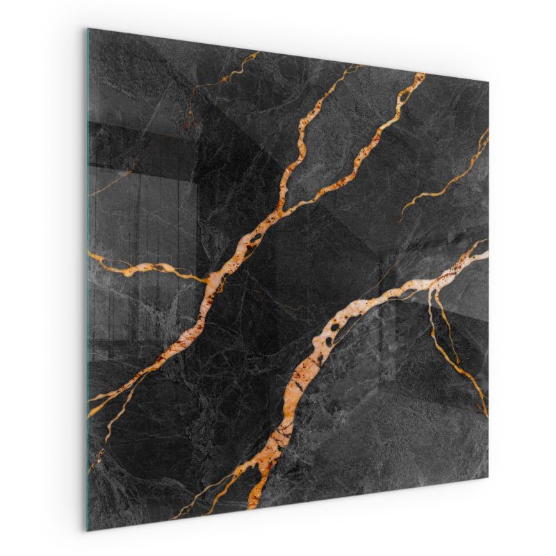 Szklana Podkładka Pod Kominek Kwadrat Wallfluent 60x60 cm Marmur z delikatnymi żyłkami 1 szt.