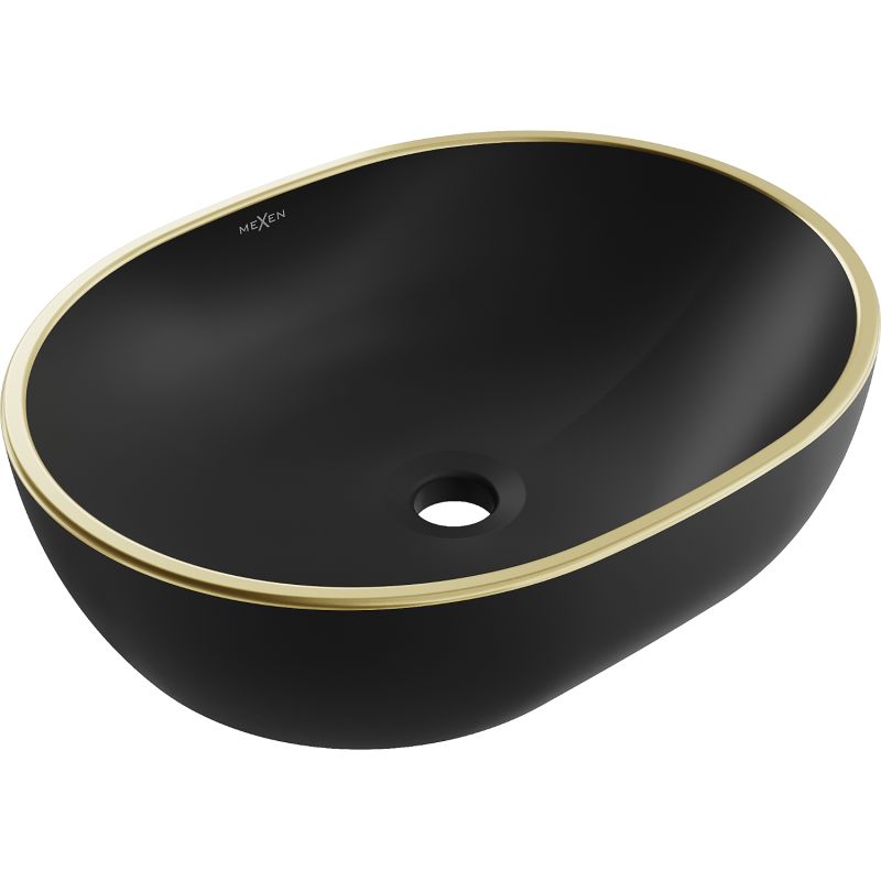 Umywalka nablatowa Mexen Viki czarny/złoty 48,5x35 cm 1 szt.