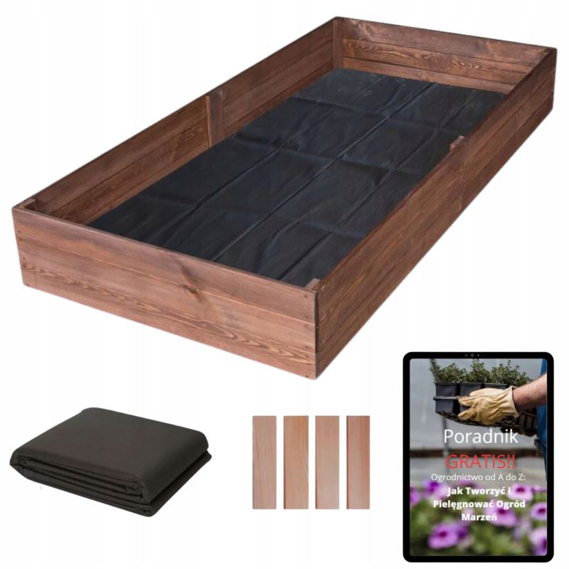 Warzywniak Impregnowany SunWood Drewniany Zielnik Skrzynia 200x80cm + Poradnik 1 szt.