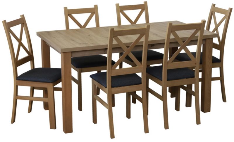 Zestaw stół 150/190x80 i 6 krzeseł Bonni M012-6 Dąb Artisan 1 kpl.