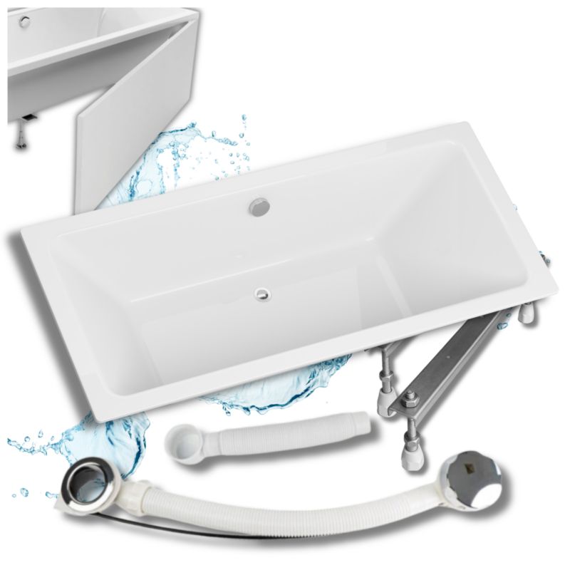 Wanna Prostokątna Akrylowa Granitan Clavia biała 170x75cm Zabudowa Syfon Stelaż 1kpl.