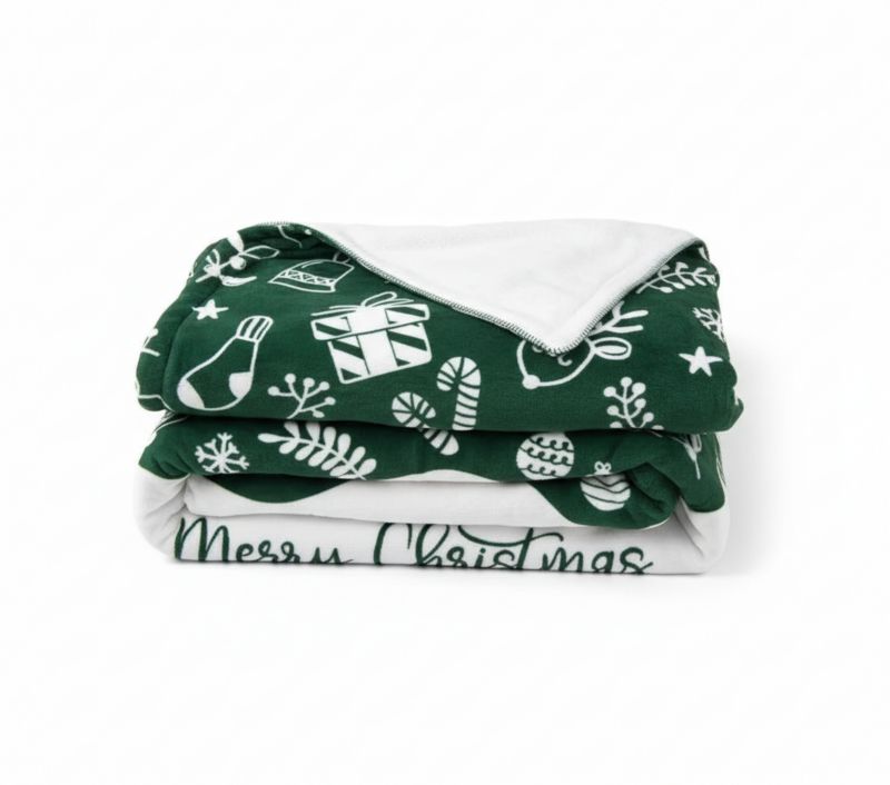 Koc Greno FULL ŚWIĘTA 150x200 zielony/biały Premium 1 szt.