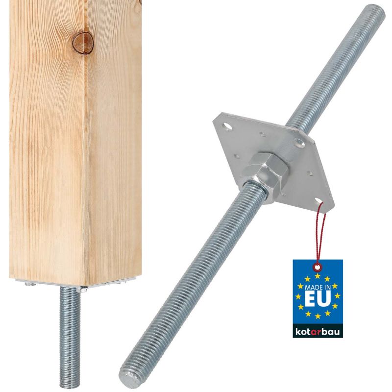 Podstawa słupa KOTARBAU regulowana pręt gwint 110x110x500 mm 1 szt.