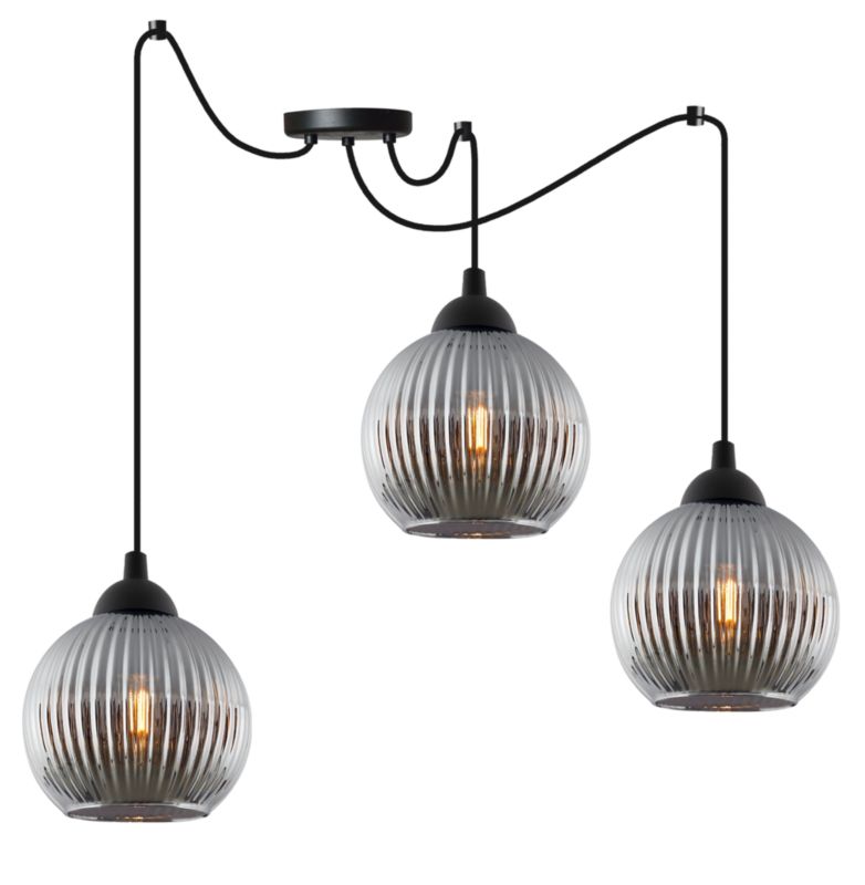 Lampa sufitowa wisząca pozioma Light Home LH Riffle Kula 3x E27 60W szary 1szt.