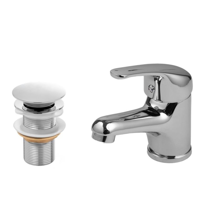 Zestaw bateria umywalkowa LATI24 - YOKA HOME stojąca i korek klik-klak chromowany - 1 szt.