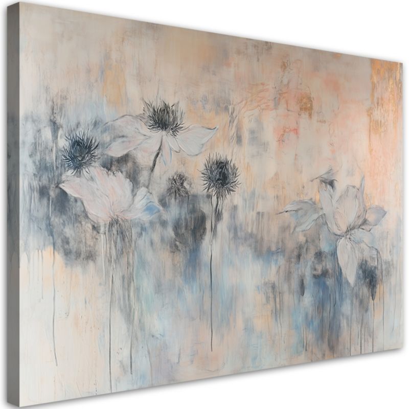 Obraz do salonu sypialni Feeby Delikatne Kwiaty Rośliny w Beżu 100x70 cm 1szt